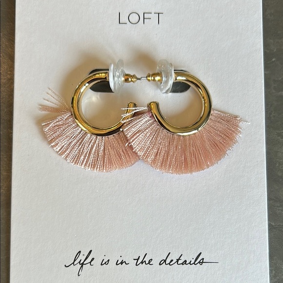 LOFT Jewelry - LOFT Pink and Gold Fringe Hoop Earrings